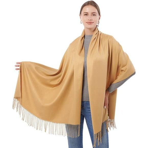 SOFT Cashmere Wool Blend Scarf Wrap Women, Champagne